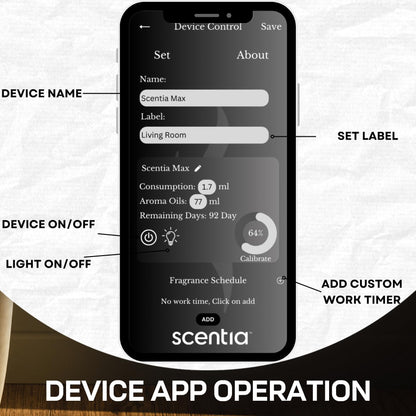 Scentia Max Diffuser – Wireless Waterless Diffuser with App Control | Covers 1500 Sq Ft | Gold