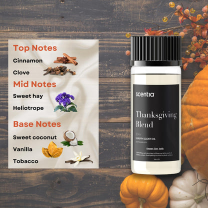Scentia Thanksgiving Blend Essential Oil – 50ml | Holiday Aromatherapy, Cinnamon, Clove, Vanilla & Coconut