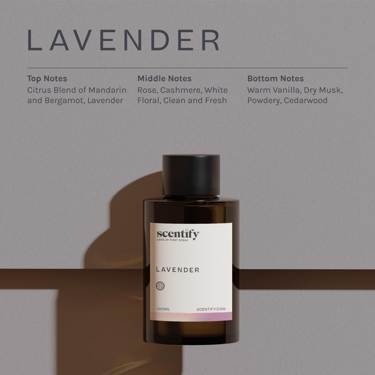 Scentify Lavender Musk Aroma Oil Refill for Diffusers - 100ml (3.38 oz) | Bergamot, Vanilla, Cedarwood