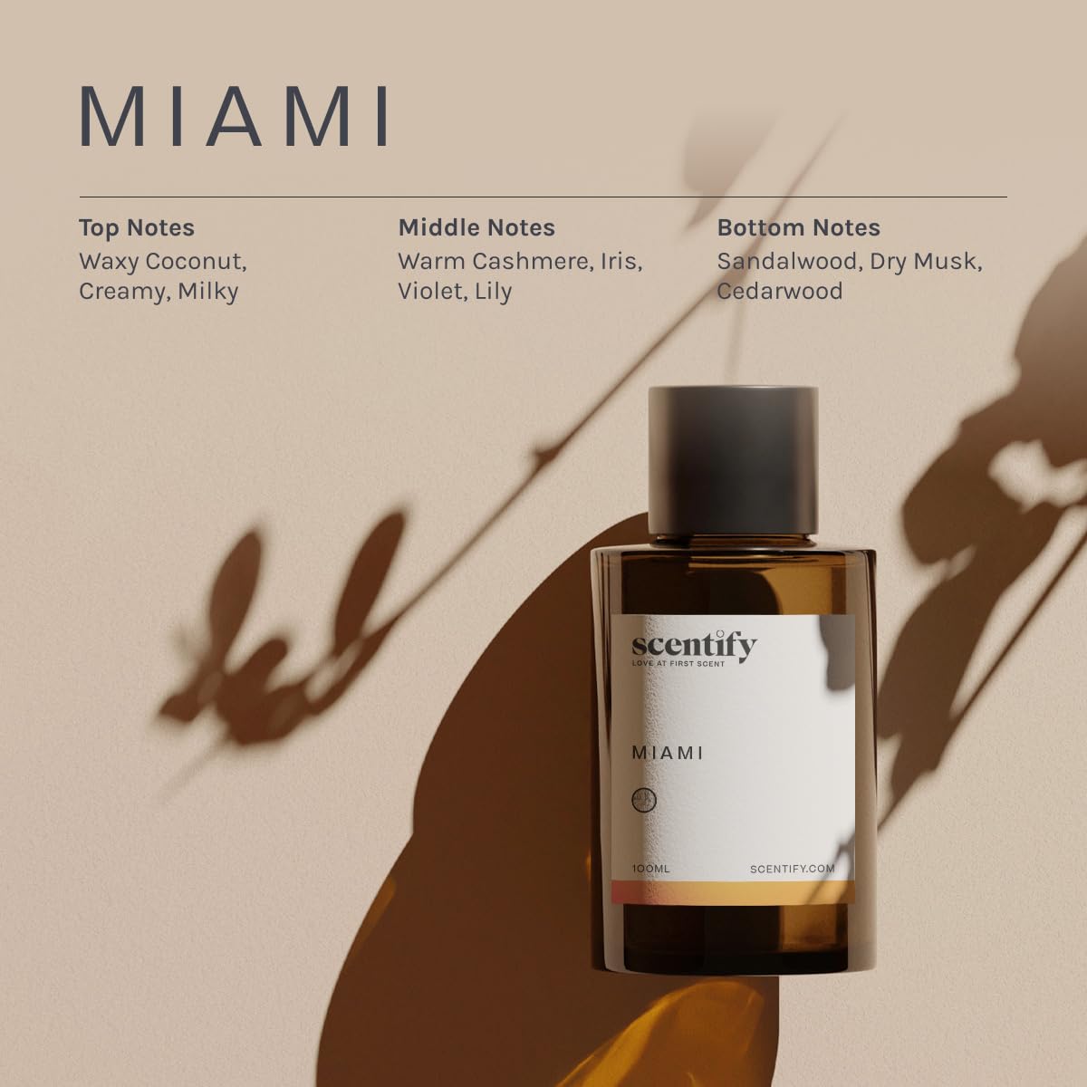 Scentify Miami Aroma Oil Refill for Diffusers – Creamy Cashmere Sandalwood Musk, 100ml