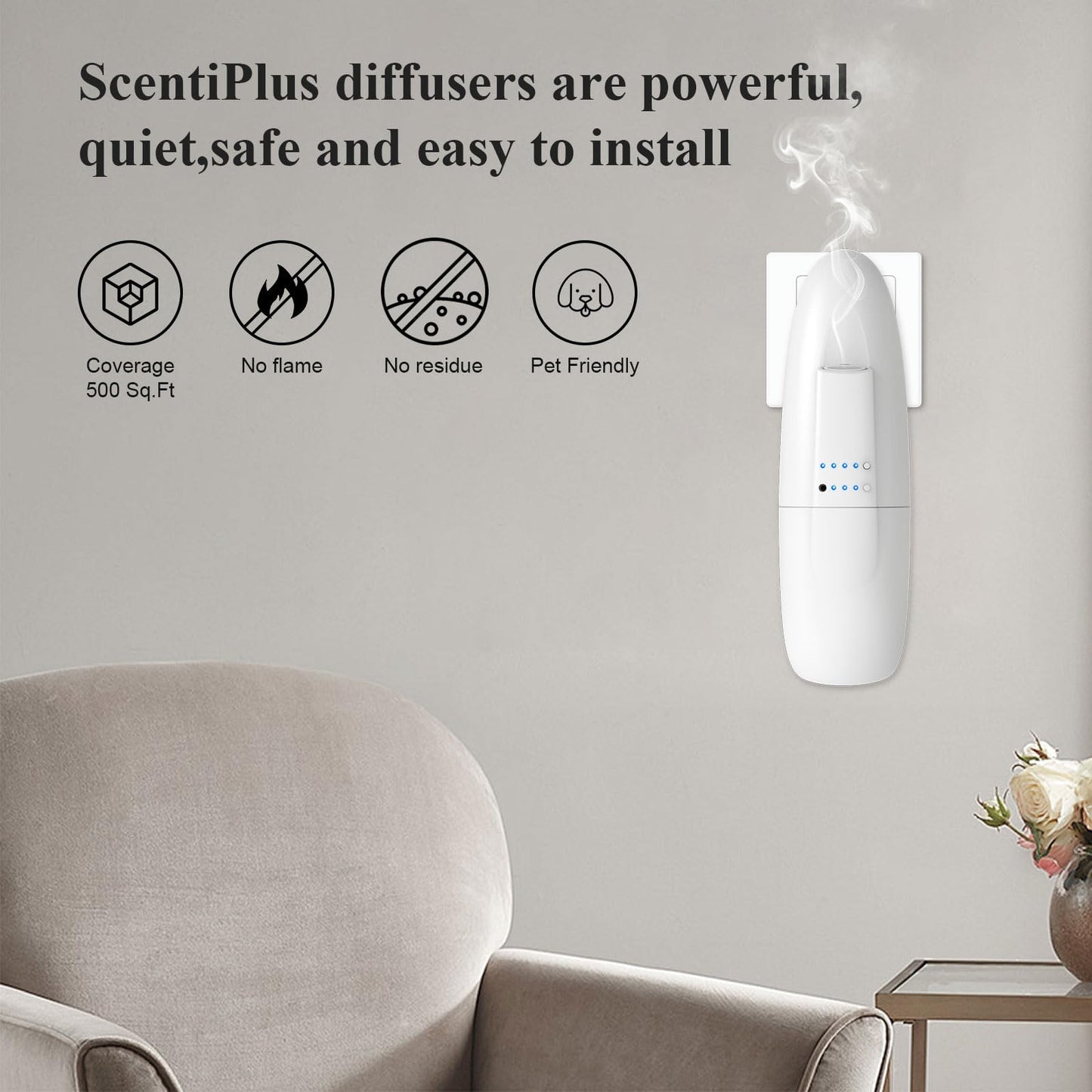 ScentiPlus Plug-in Waterless Diffuser 2-Pack – Cold-Air Diffusion for 500 sq ft