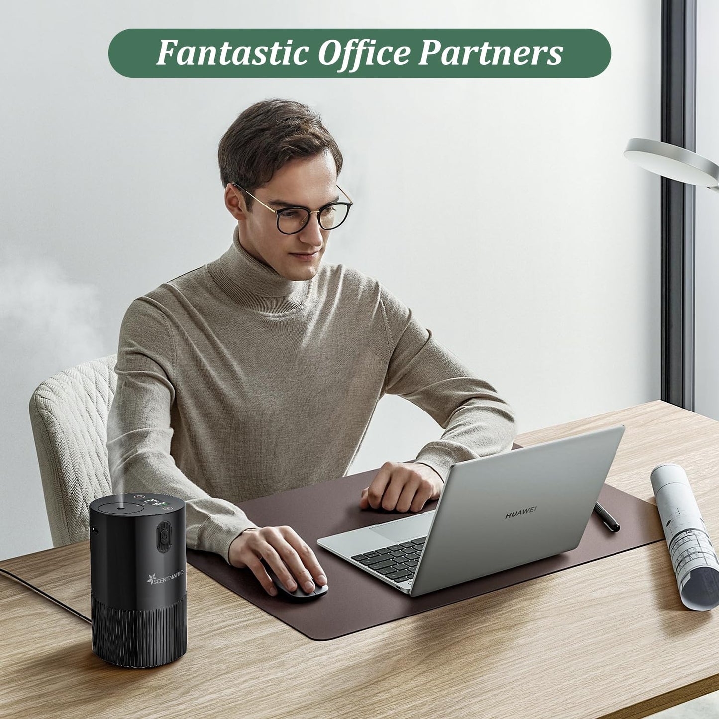 SCENTNARIO Waterless Diffuser | Portable Nebulizing Diffuser for Home & Car, 4 Mist Levels, 72h Battery