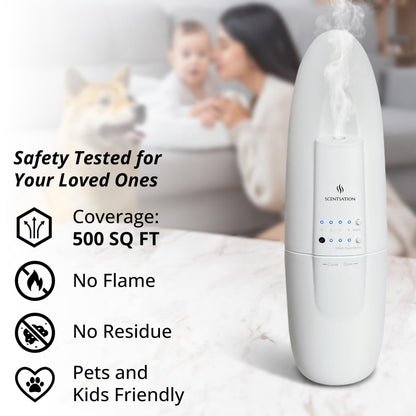 SCENTSATION Plug-in Essential Oil Diffuser SAN | Silent Waterless Diffusion for 500 Sq Ft
