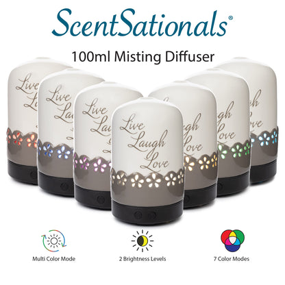 ScentSationals Sentiments Essential Oil Diffuser – Aromatherapy Diffuser for Living Room or Bedroom – Ivory/Tan