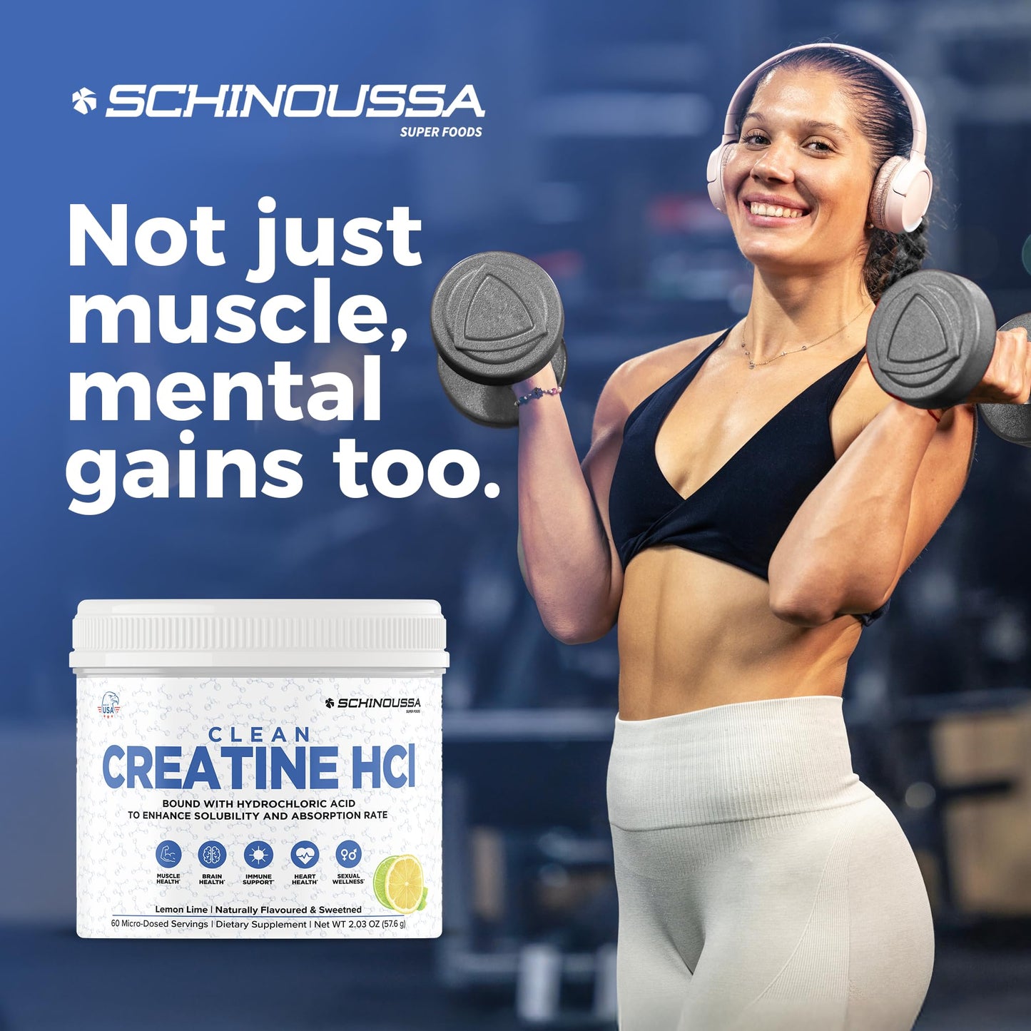 Schinoussa Lemon Lime Creatine HCL Powder | Micro-Dosed, Stimulant-Free