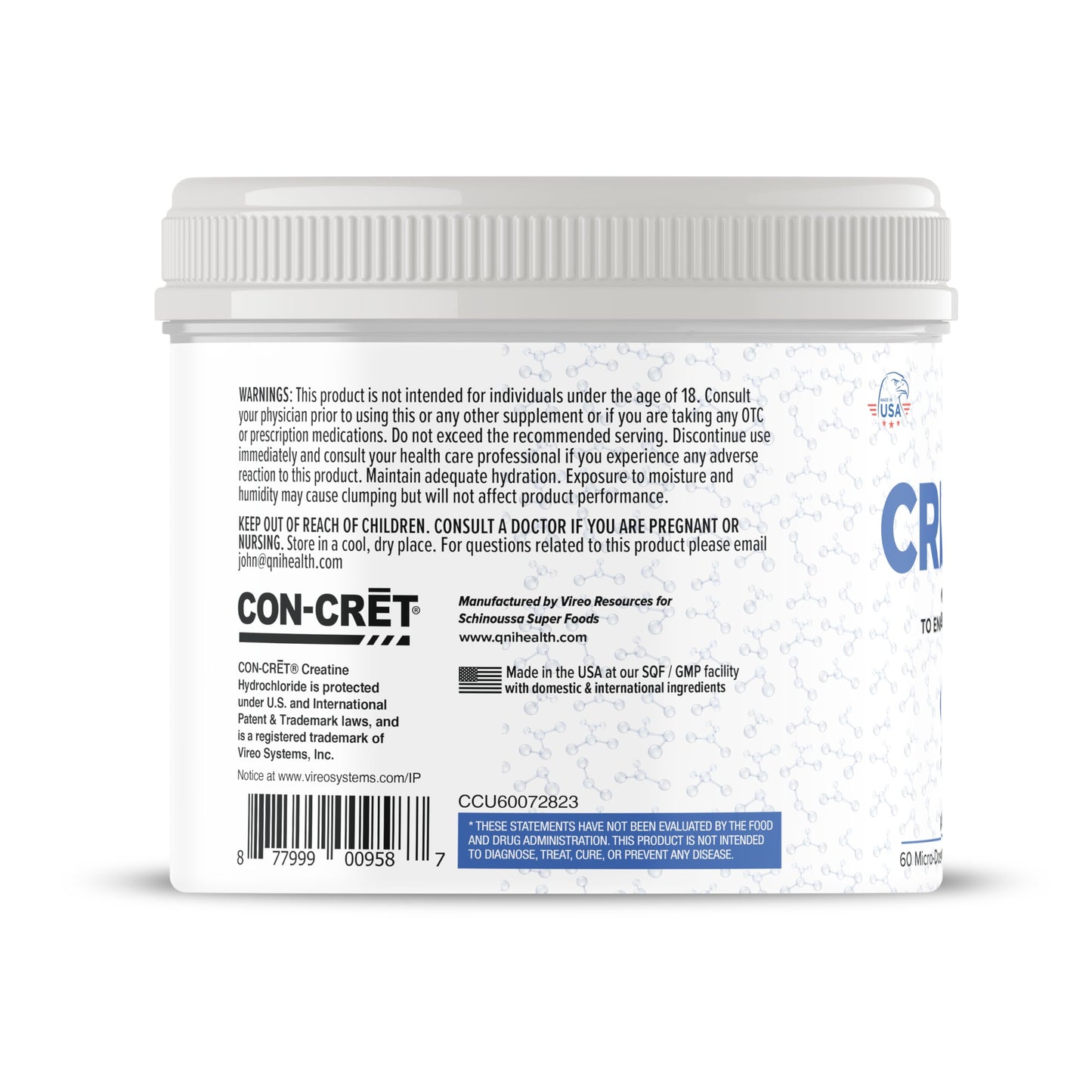 Schinoussa Lemon Lime Creatine HCL Powder | Micro-Dosed, Stimulant-Free