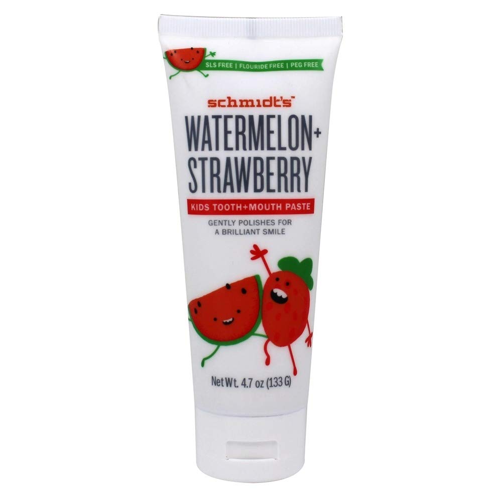 Schmidt's Toothpaste Kids Watermelon Strawberry, 4.7 oz – Natural Fluoride-Free Kids Toothpaste