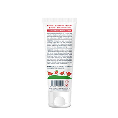 Schmidt's Kids Watermelon + Strawberry Fluoride-Free Toothpaste – 4.7 oz (6 Count)