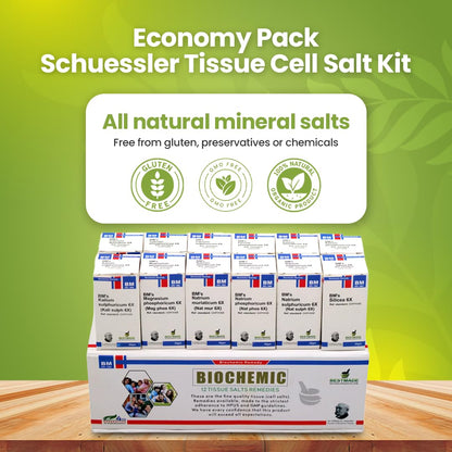 Economy Pack Tissue Cell Salts Kit – 12 Remedies with Chart | Immune Support