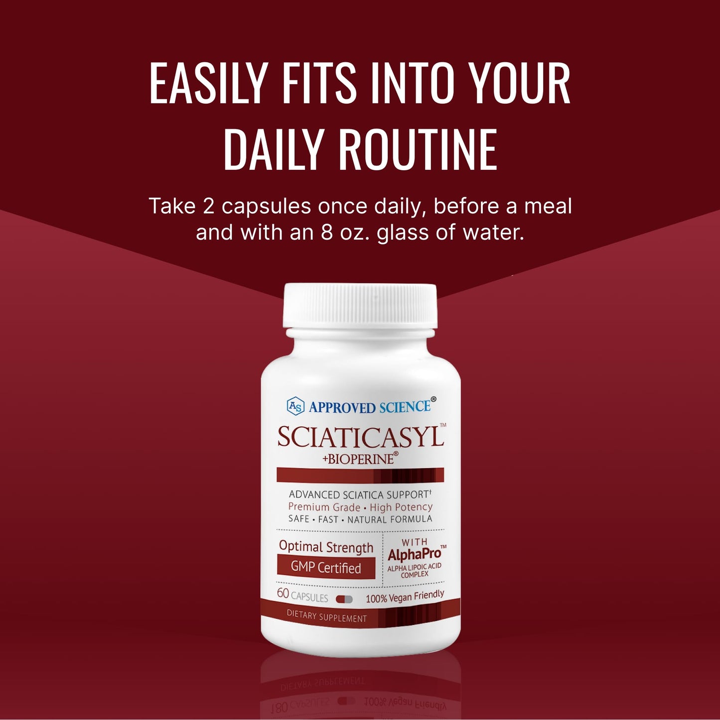 Sciaticasyl by Approved Science - Optimal Sciatic Nerve Support | Vegan, 360 Capsules