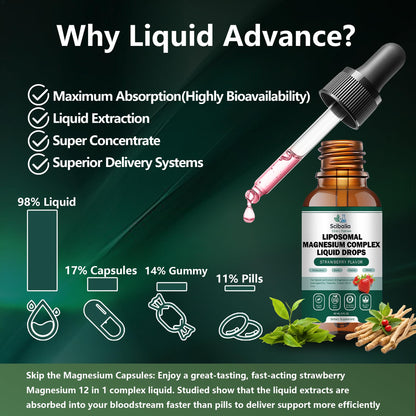 Scibalia Liposomal Magnesium 12-in-1 Liquid Drops | 1000mg, Ashwagandha, L-Theanine, D3 & Zinc
