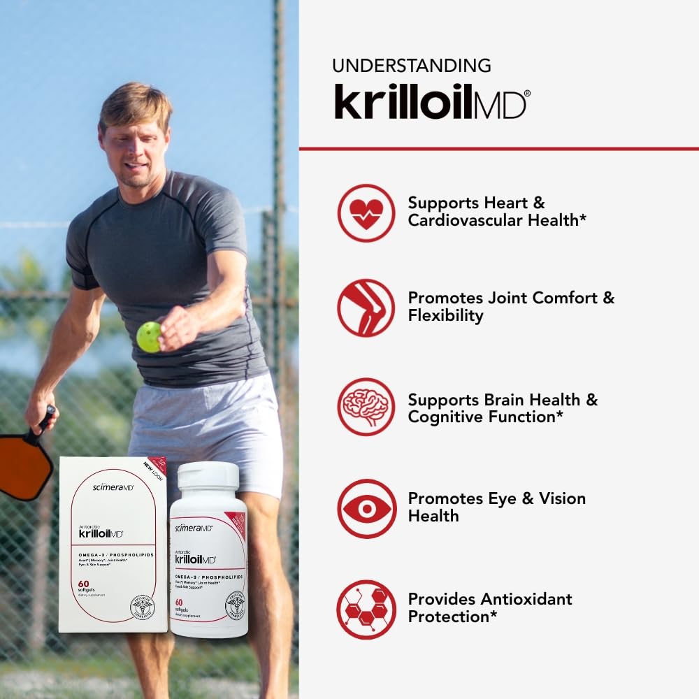 ScimeraMD KrillOilMD Antarctic Krill Oil with Astaxanthin – Heart, Brain & Joint Support | 60 CT