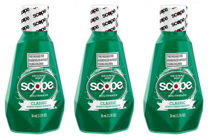 Scope Mouthwash Classic Original Mint 1.2 Oz Travel Size Pack of 3