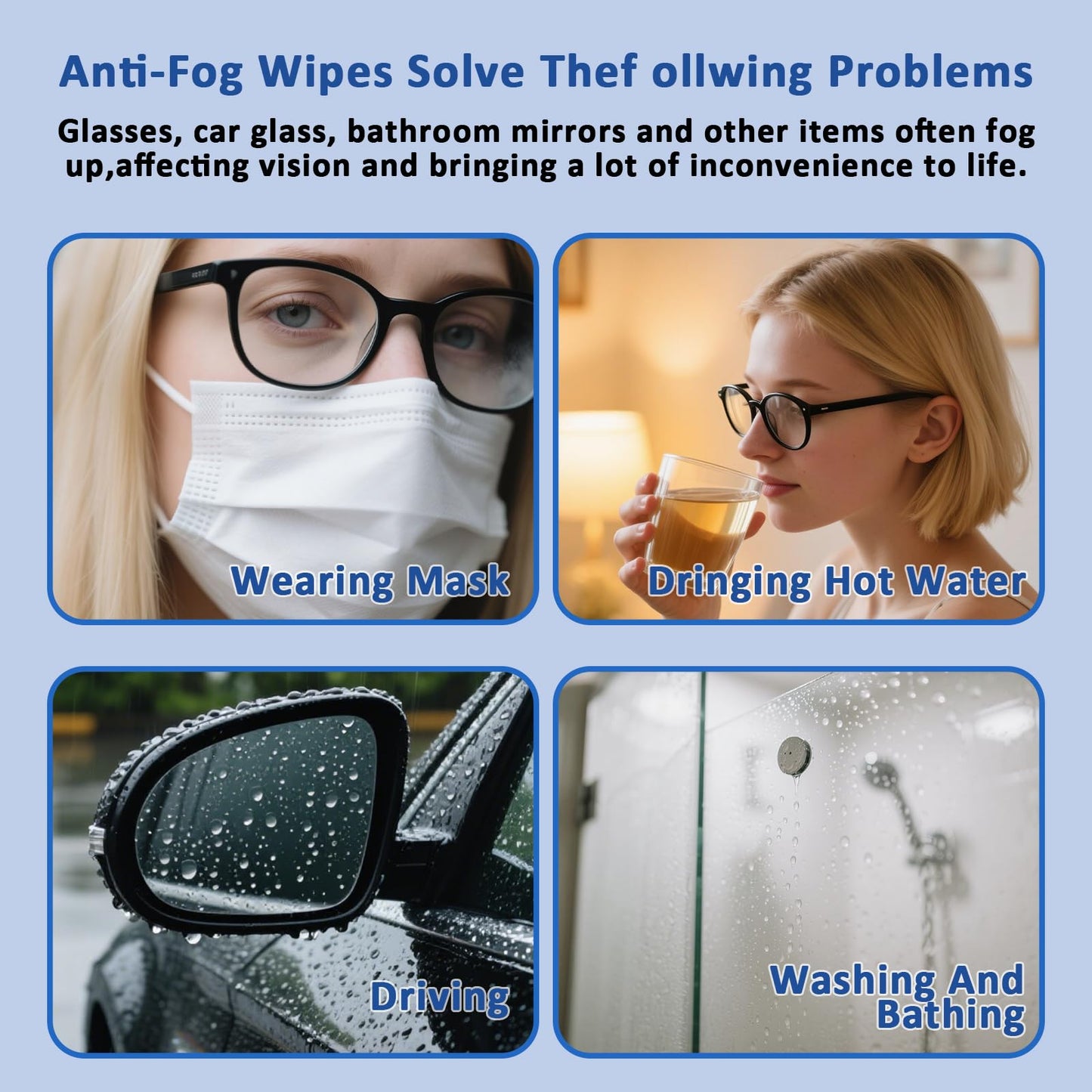 200 PCS Anti-Fog Lens Wipes for Glasses – Scratchless, Safe Cleaning