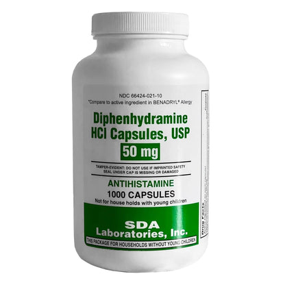 SDA LABORATORIES Diphenhydramine 50mg Allergy Relief — Fast-Acting Indoor & Outdoor Antihistamine, 1000 Count