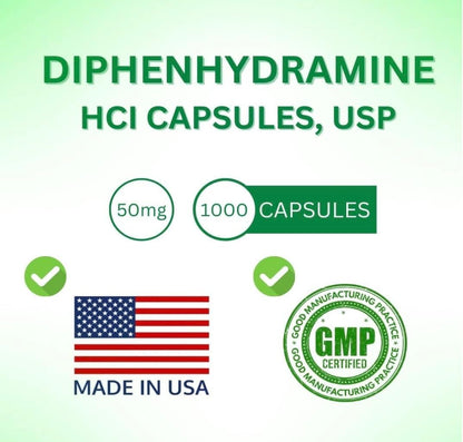 SDA LABORATORIES Diphenhydramine 50mg Allergy Relief — Fast-Acting Indoor & Outdoor Antihistamine, 1000 Count