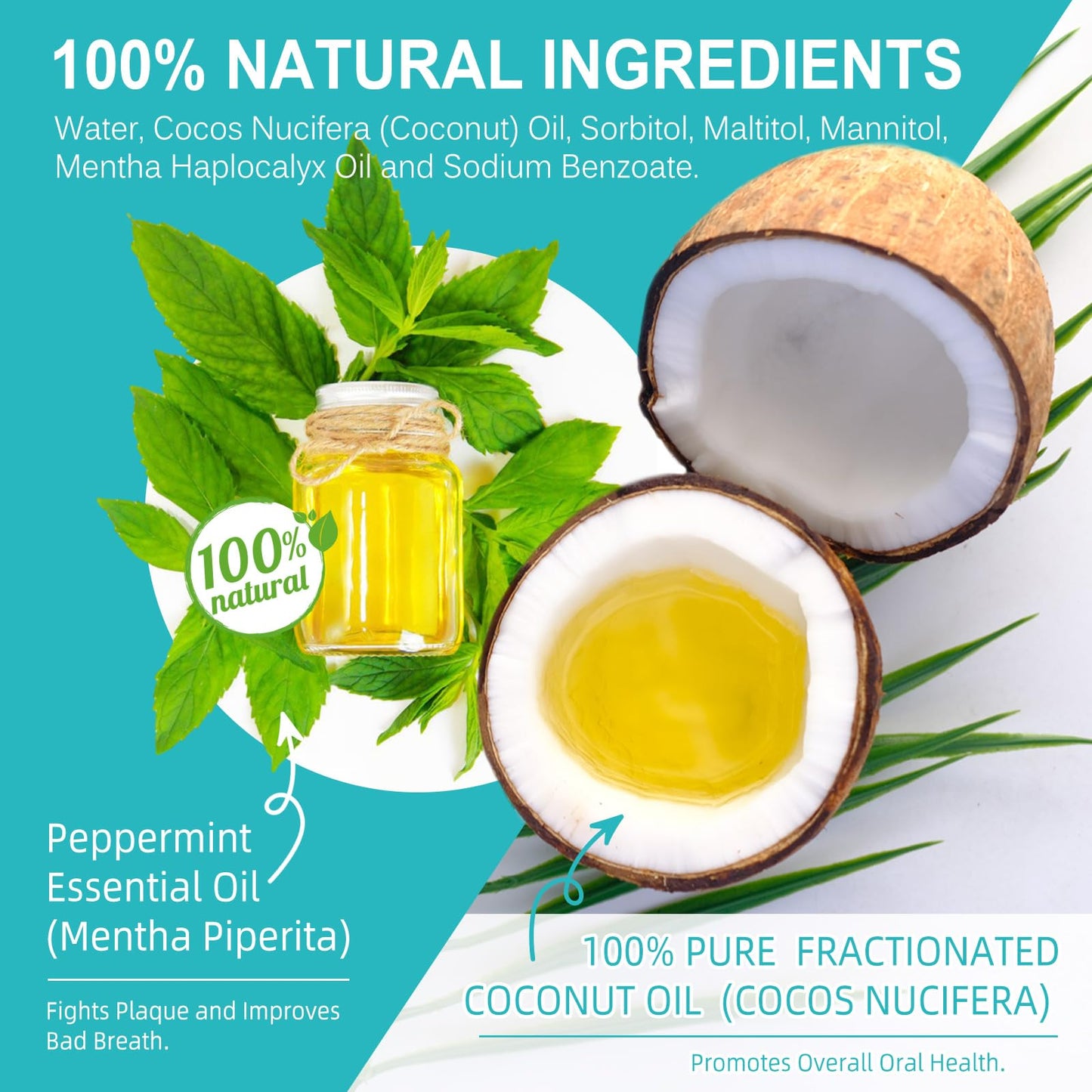 SDJUFEI Coconut Pulling Oil – Mint Mouthwash Travel Sachets (20 Pcs)