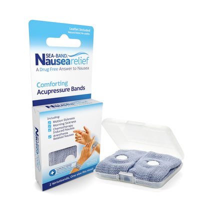 Sea-Band Anti-Nausea Acupressure Wristbands for Motion & Morning Sickness – 1 Pair, Gray