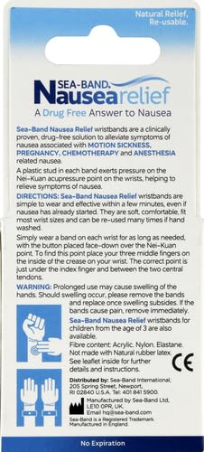 Sea-Band Anti-Nausea Acupressure Wristbands for Motion & Morning Sickness – 1 Pair, Gray