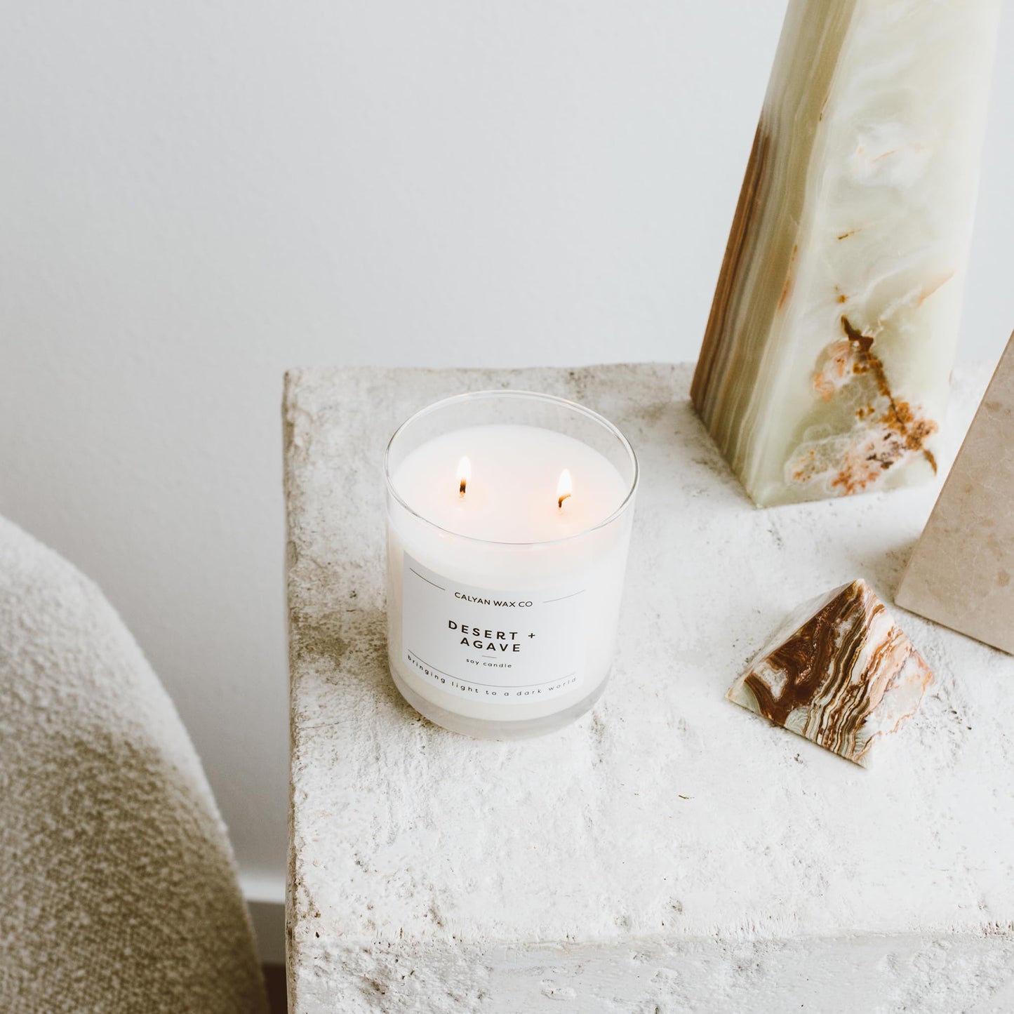 Calyan Wax Co. Sea Mist & Freesia – 2 Wick Soy Candle, 8.8oz | 37h Burn