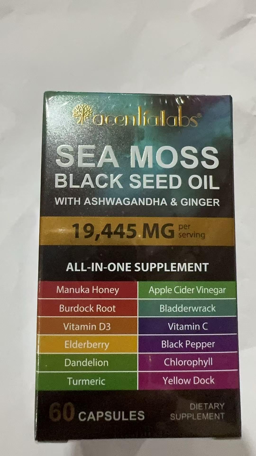 Sea Moss Black Seed Oil Capsule – Ashwagandha & Ginger | Immunity & Energy | 60 Count
