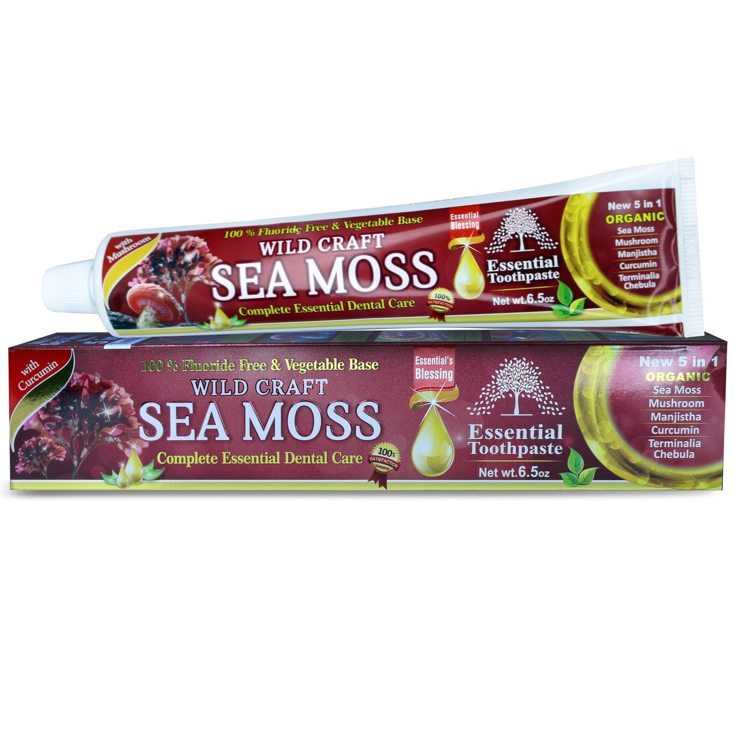 Sea Moss Essential Toothpaste - 6.5 oz Pack of 1 | Fluoride-Free, Organic Sea Moss Toothpaste