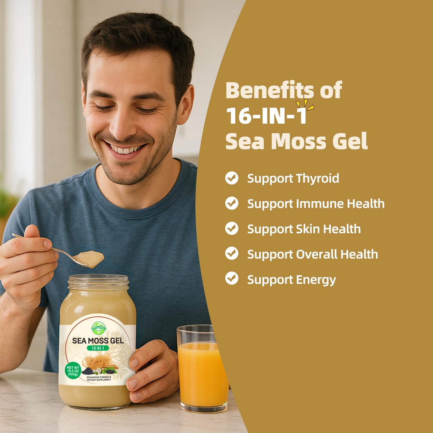 Sea Moss Gel 18.5 oz – 16-in-1 Wildcrafted Irish Seamoss with Black Seed Oil & Ashwagandha