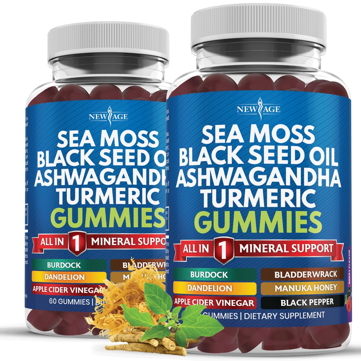 Sea Moss Gummies 10-in-1 - Black Seed, Ashwagandha, Turmeric, ACV & Manuka Honey – Vegan 120 Count