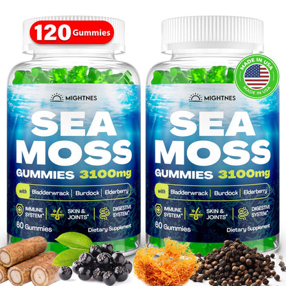 Sea Moss Gummies 3100mg Irish Seamoss – Detox, Immune, Skin – 120ct