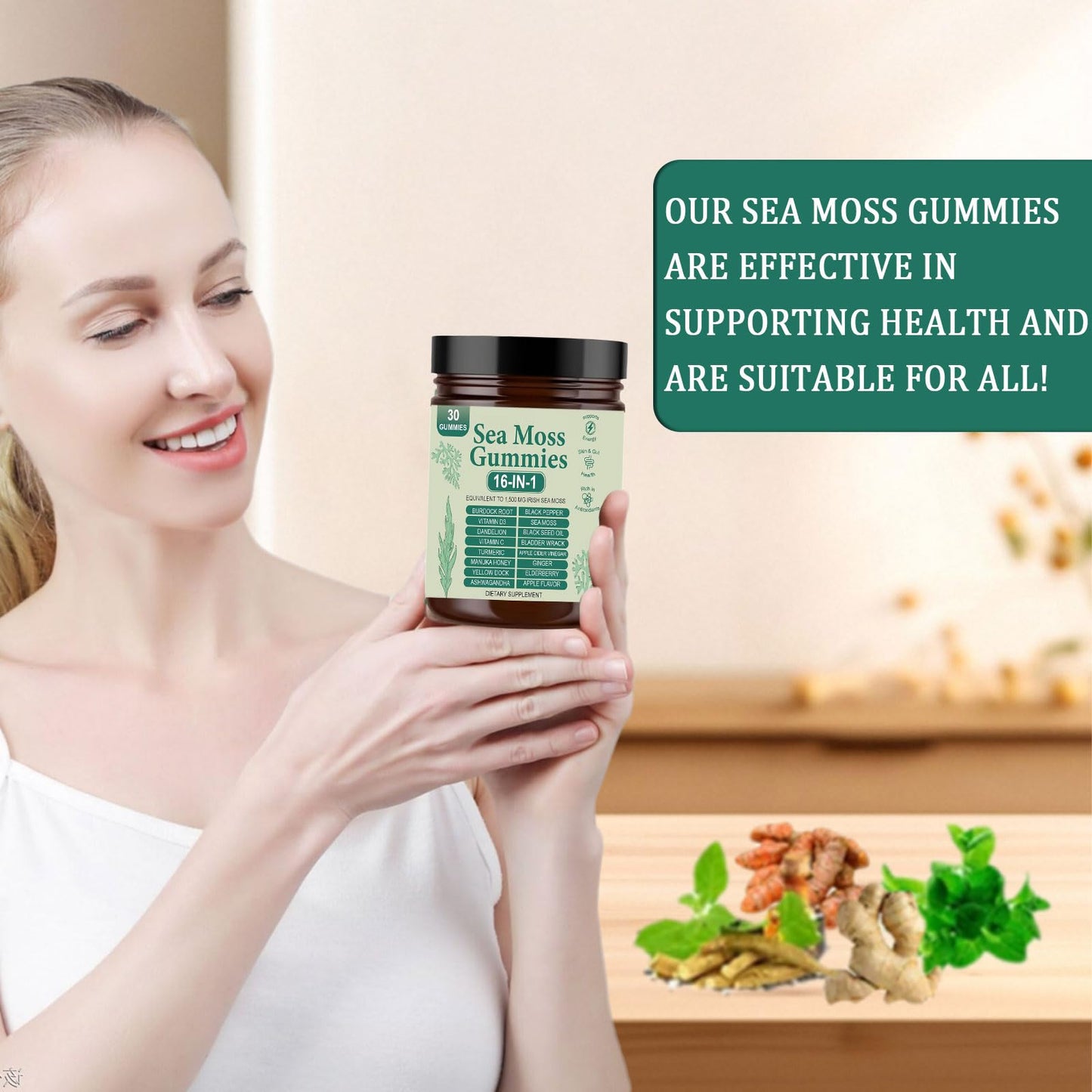 Sea Moss Gummies 16-in-1 – Irish Seamoss with Ashwagandha & Black Seed Oil | 30 Gummies