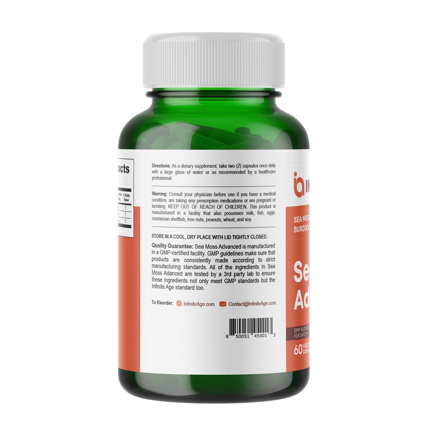 INFINITE AGE 1250mg Sea Moss Capsules – 60 Count, Vegan, Made in USA