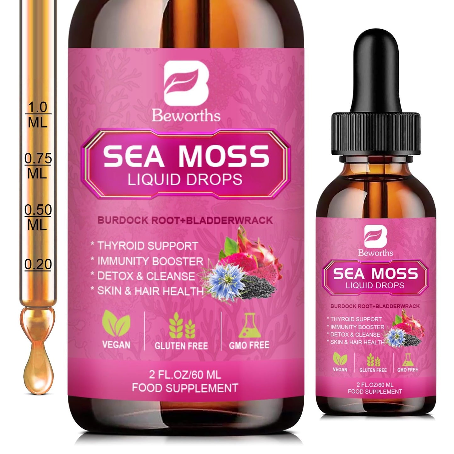 BEWORTHS Sea Moss Liquid Drops – Organic Black Seed Oil (Vegan)
