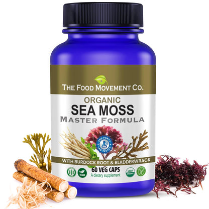 Sea Moss Master Formula with Burdock Root & Bladderwrack | Organic Vegan Gut Health Supplement | The Food Movement Co.