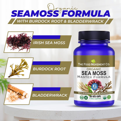 Sea Moss Master Formula with Burdock Root & Bladderwrack | Organic Vegan Gut Health Supplement | The Food Movement Co.