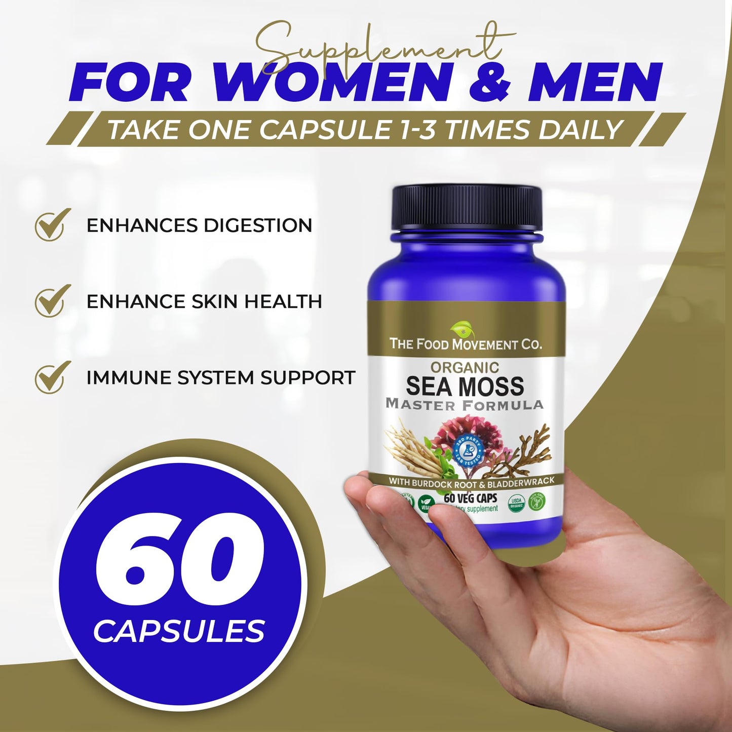 Sea Moss Master Formula with Burdock Root & Bladderwrack | Organic Vegan Gut Health Supplement | The Food Movement Co.
