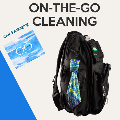 Seabbo Glasses Cleaning Cloths – Microfiber Eyeglass Cleaner Keychain, World Classic Art (Double-Sided, 4PC)