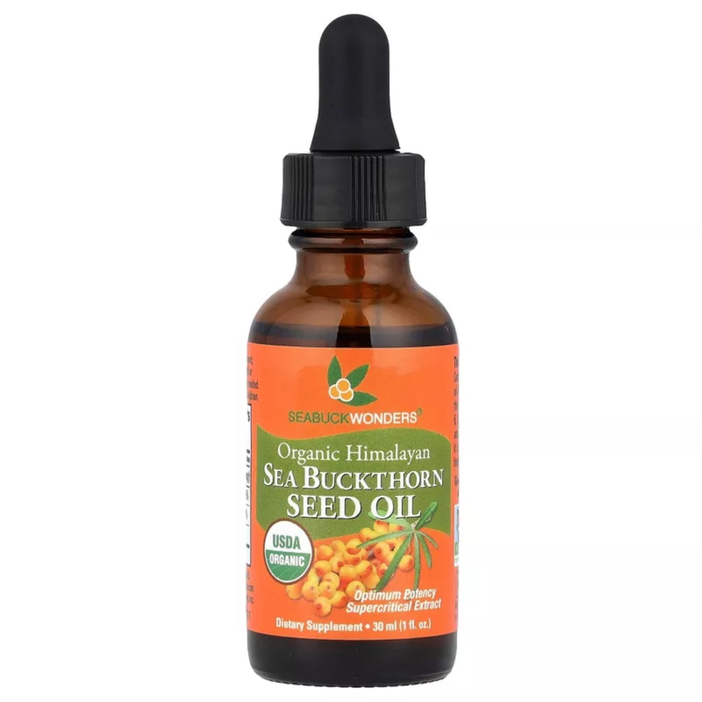 SeabuckWonders Sea Buckthorn Seed Oil – 100% Certified Organic – 1 FL OZ