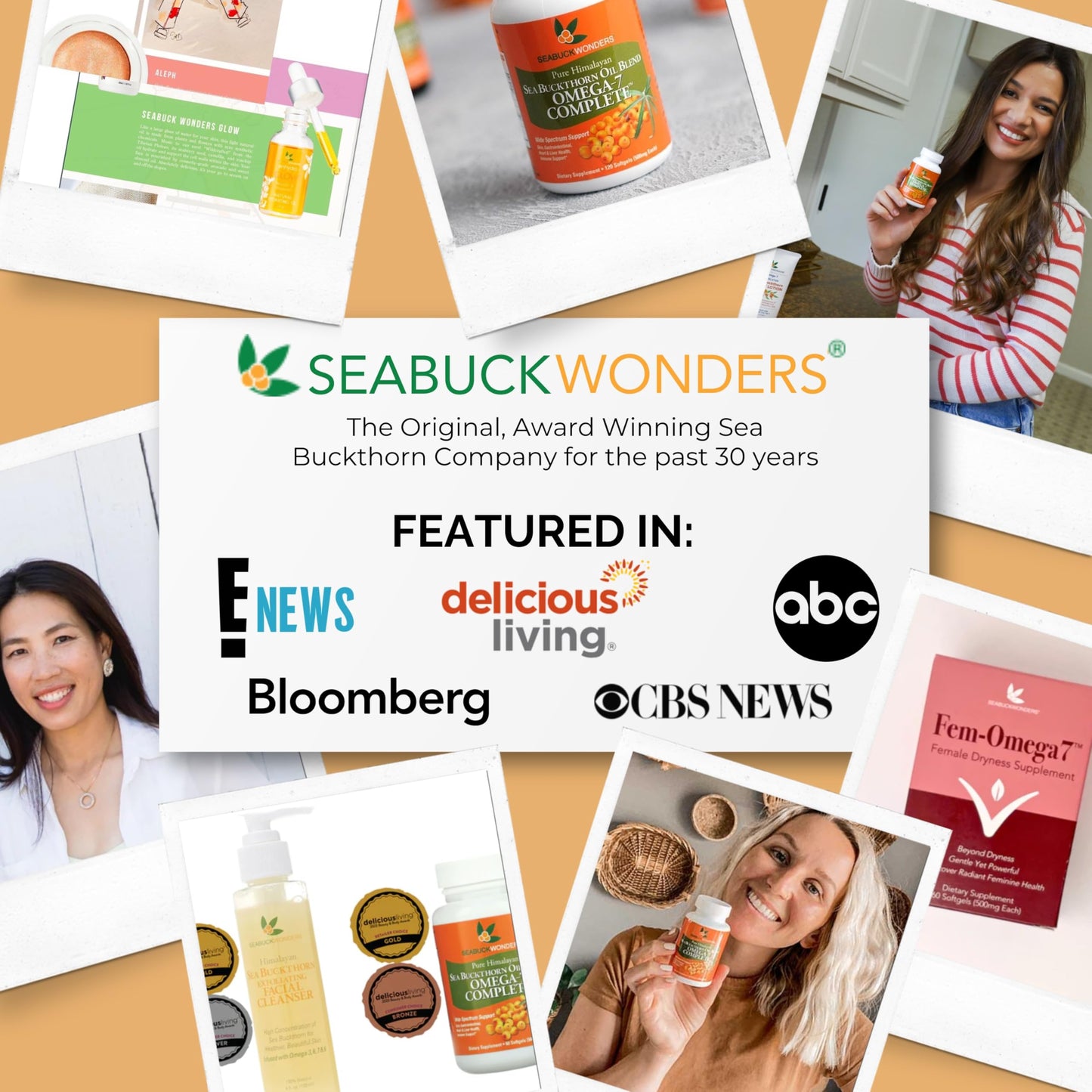 SEABUCKWONDERS Organic Sea Buckthorn Oil Softgels 1000mg – Omega 7, 3, 6 & 9 | Hair, Skin & Nails