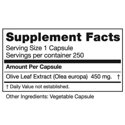 Seagate Olive Leaf Extract 450 mg — 250 Capsules | 100% Pure, Pesticide-Free BritishVita | Premium UK Vitamins & Wellness Supplements