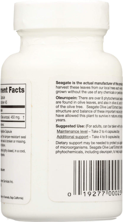 Seagate Olive Leaf Extract 450mg – 45 Capsules | 100% Pure & Pesticide-Free