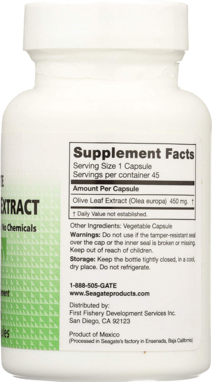 Seagate Olive Leaf Extract 450mg – 45 Capsules | 100% Pure & Pesticide-Free