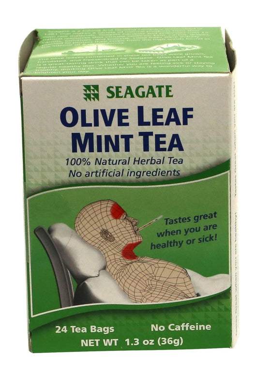Seagate Olive Leaf Herbal Mint Tea – 24 Count (Pack of 1) BritishVita | Premium UK Vitamins & Wellness Supplements