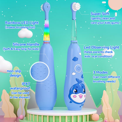 SEAGO Kids Electric Toothbrushes – Rechargeable Toddler Toothbrush, 8 Heads, Ages 2-6