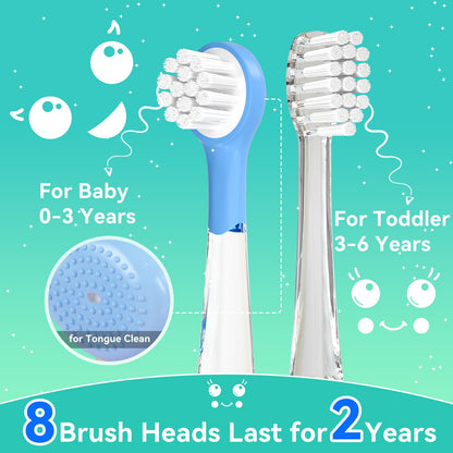 SEAGO Kids Electric Toothbrushes – Rechargeable Toddler Toothbrush, 8 Heads, Ages 2-6
