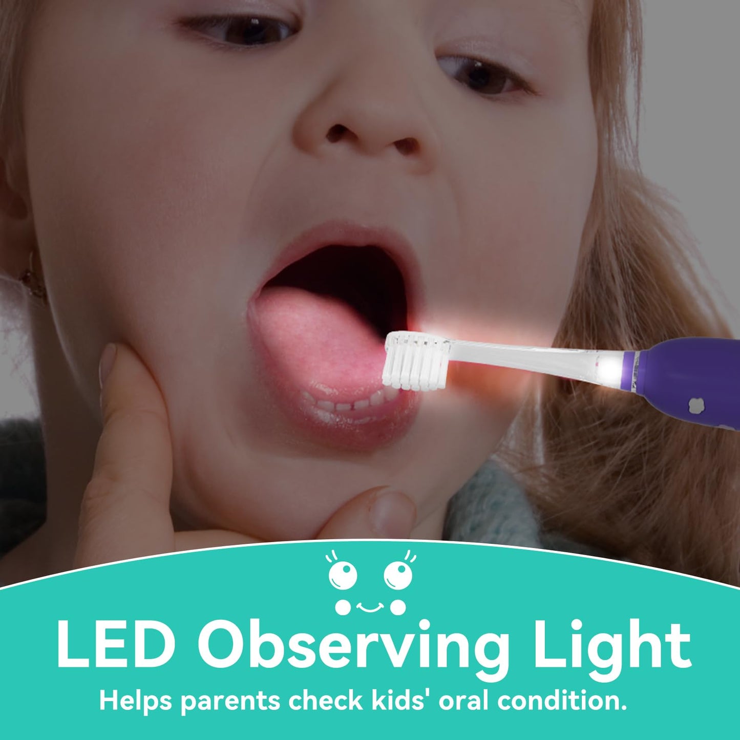SEAGO Kids Electric Toothbrushes – Rechargeable Toddler Brush with Magnetic Charging & LED Light (Ages 2-6) Purple