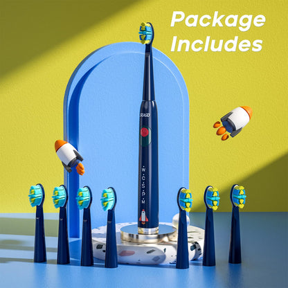 SEAGO Kids Electric Toothbrush SG2303 Navy – 8 Brush Heads, 5 Modes, 2-Minute Timer