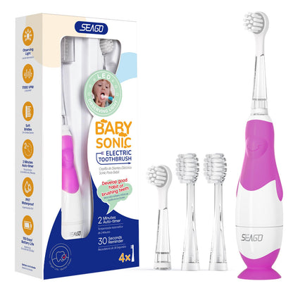 SEAGO SG-513 Purple-C Toddler Electric Toothbrush for 0-3 Years | Smart Timer
