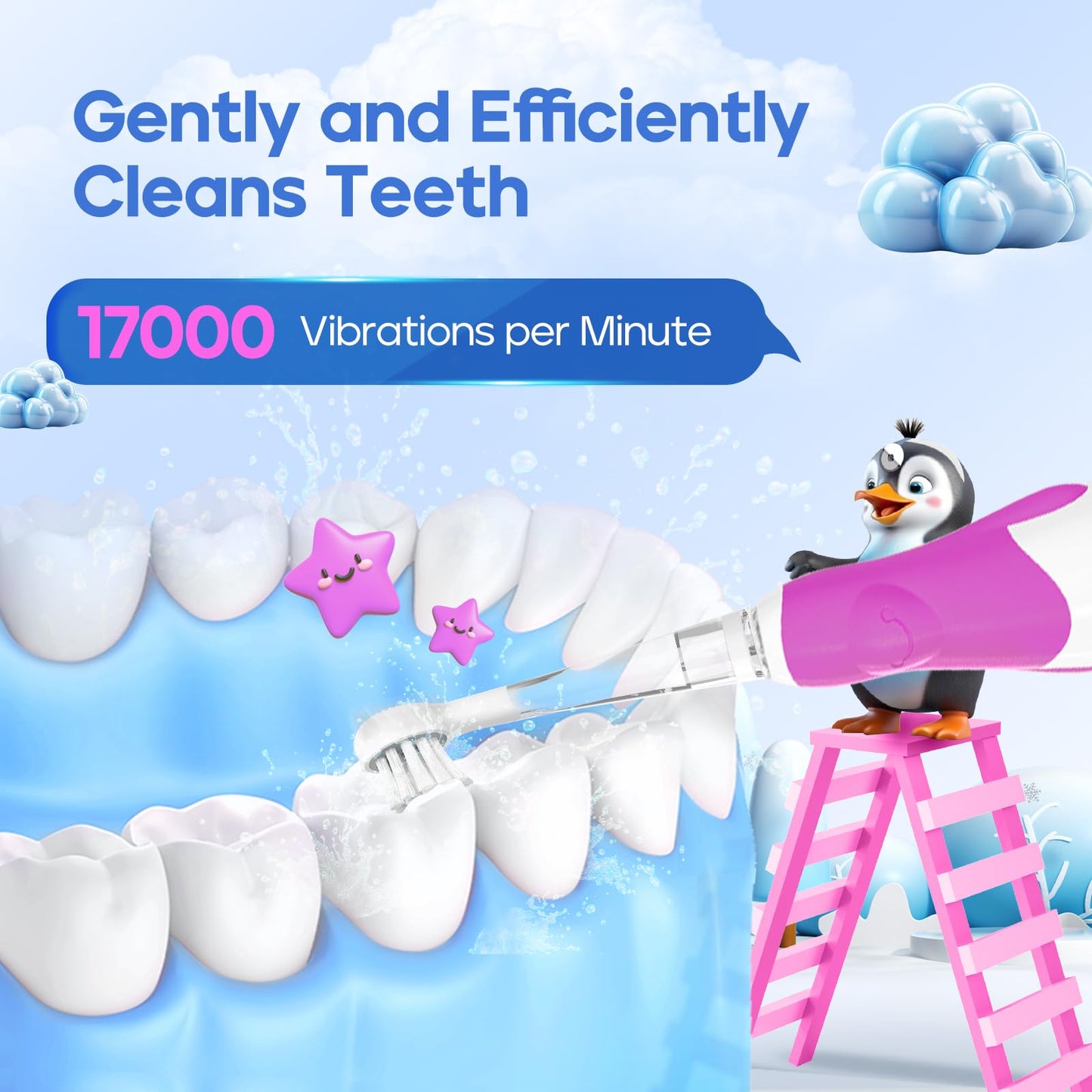 SEAGO SG-513 Purple-C Toddler Electric Toothbrush for 0-3 Years | Smart Timer