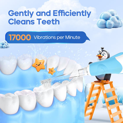 SEAGO SG-513 Toddler Electric Toothbrush 0-3 Years, Blue-C, 4 Heads