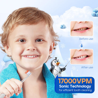 SEAGO SG-513 Toddler Electric Toothbrush 0-3 Years, Blue-C, 4 Heads